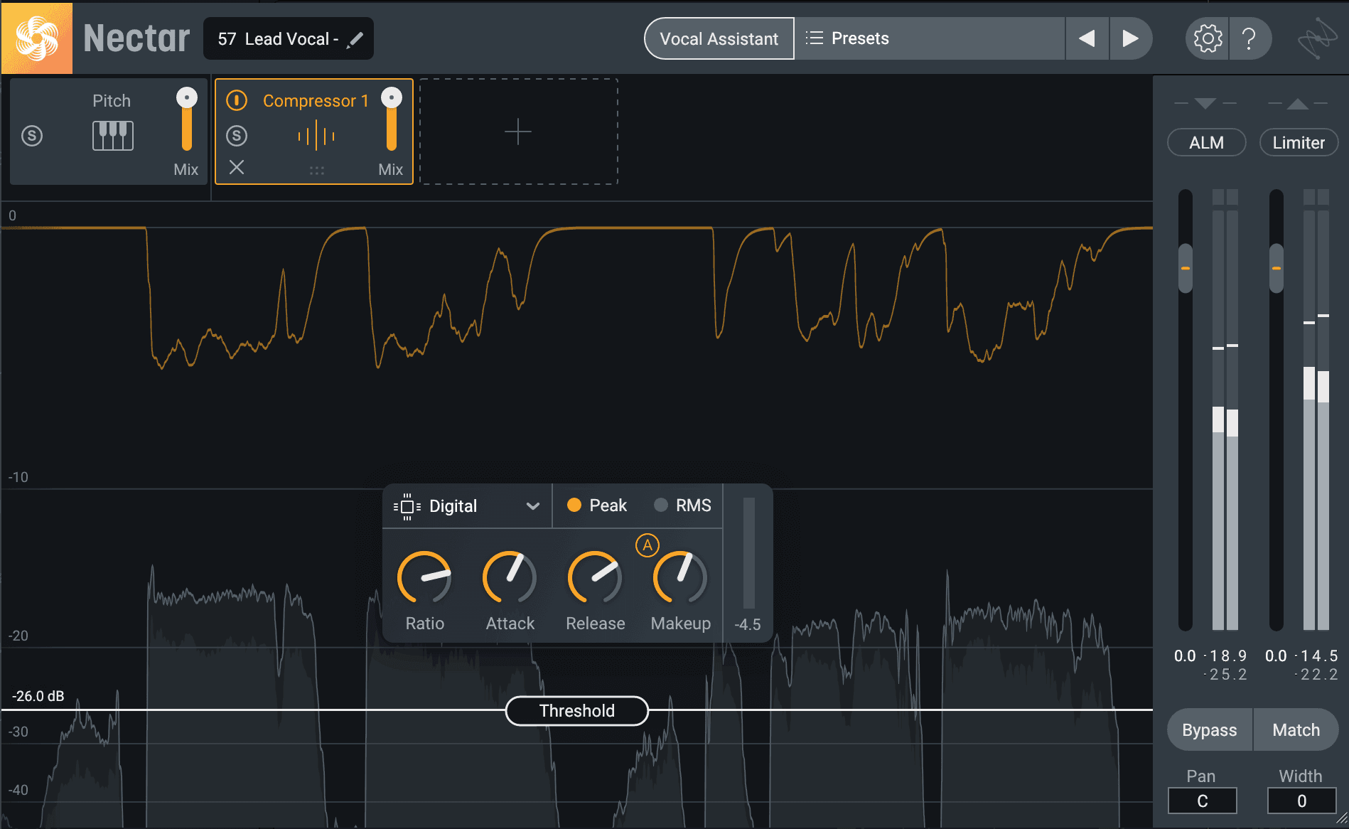Vocal compression settings using Nectar Pro