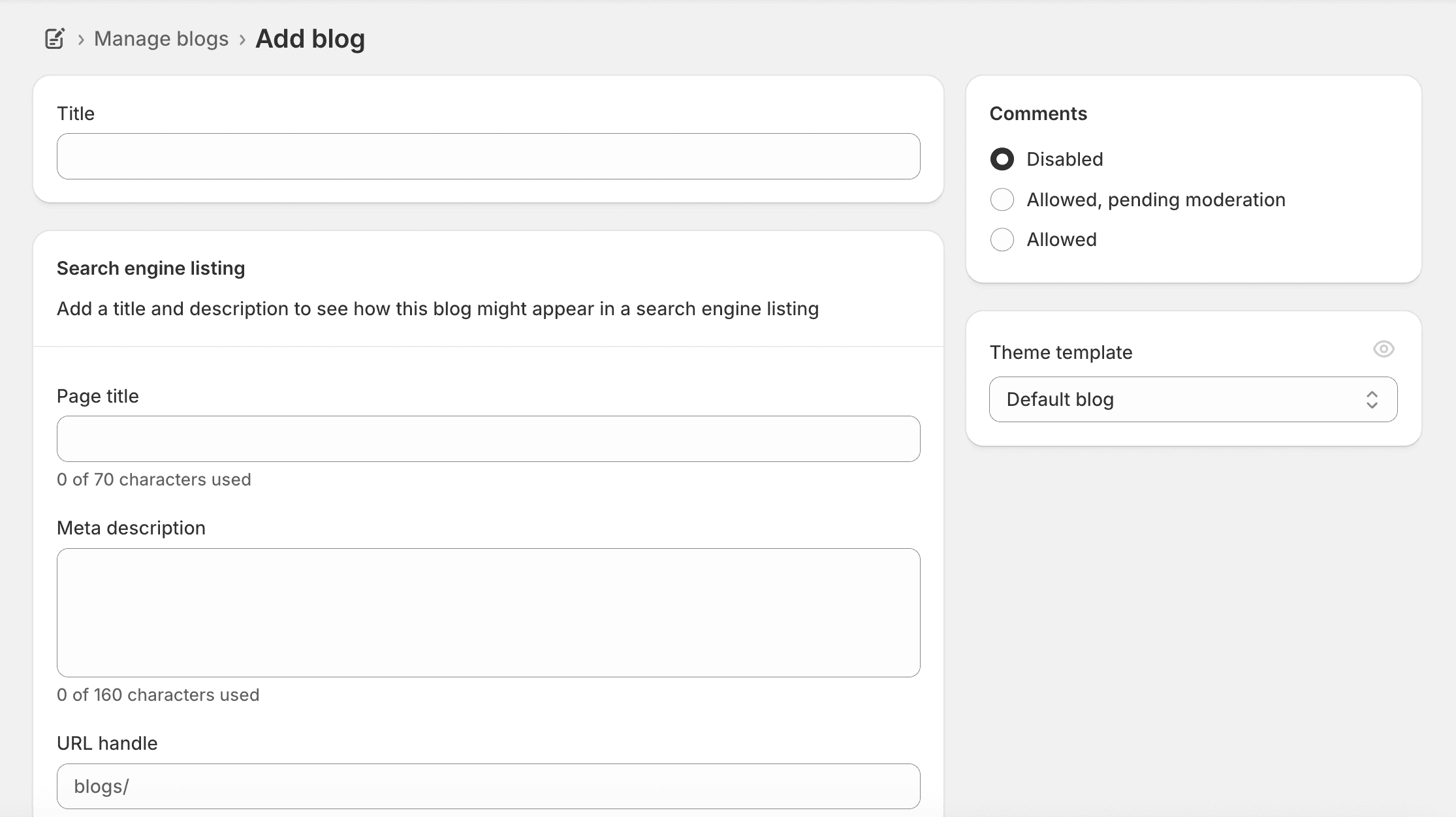 Add a blog from your Shopify account