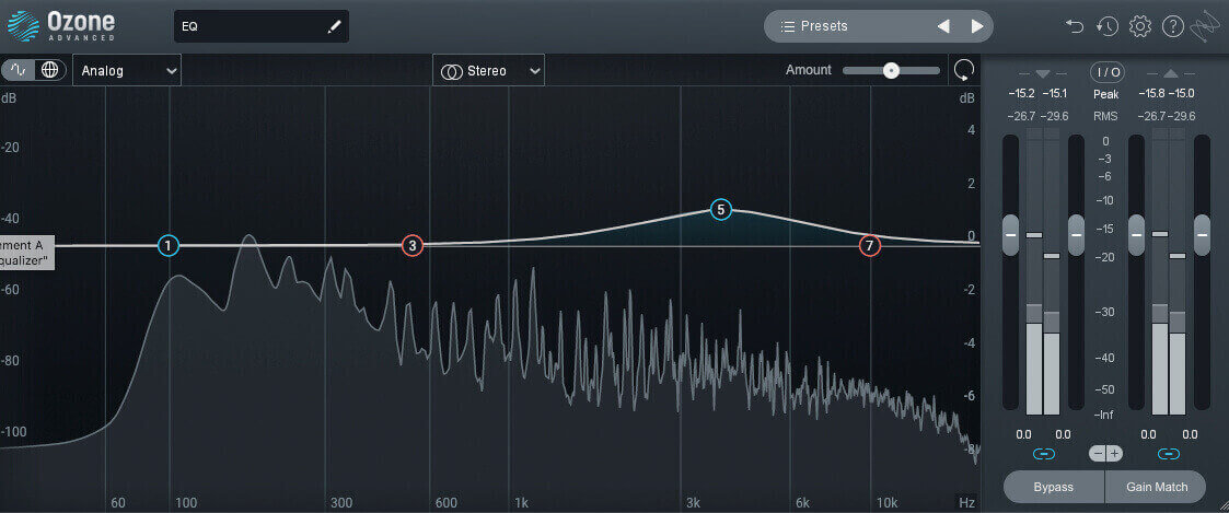 Ozone EQ module on the guitar