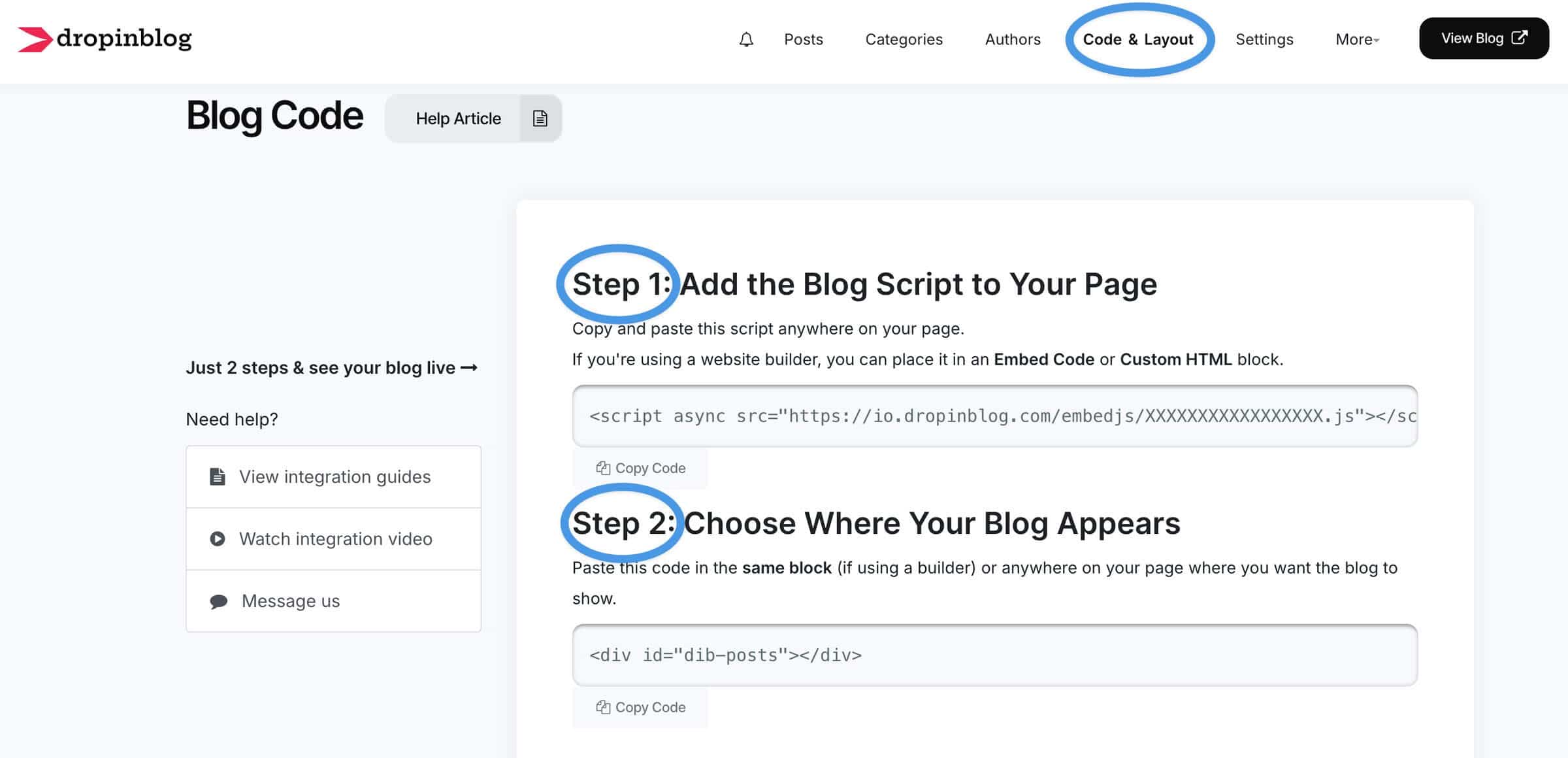 Webador blog install step