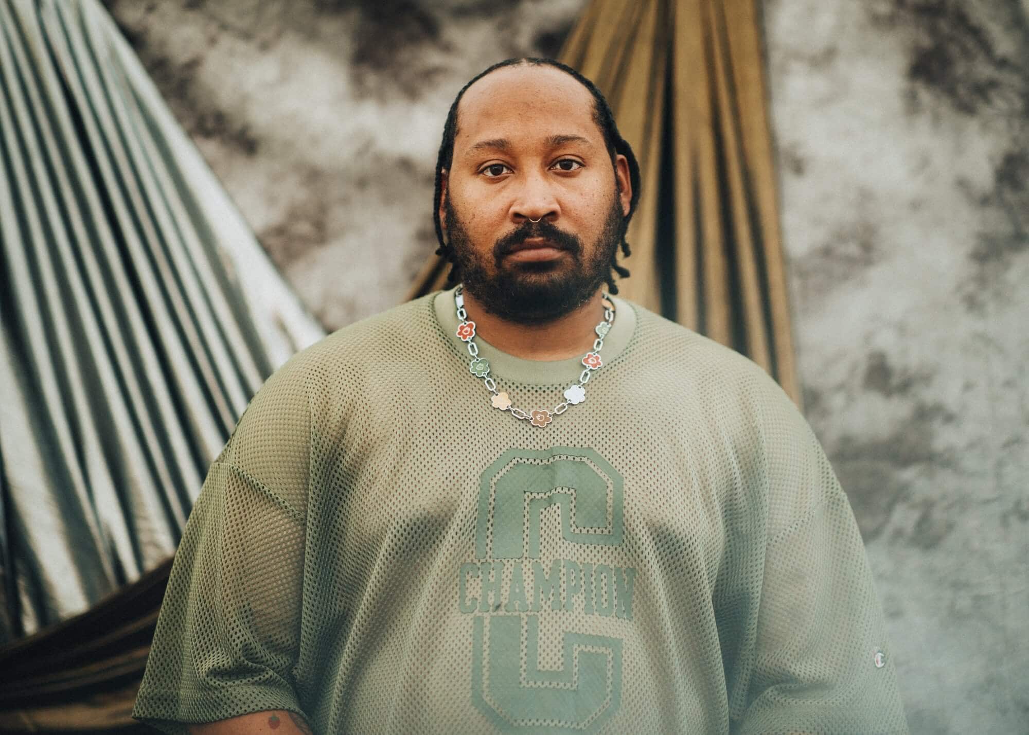 Bartees Strange backstage at Reading 2025, credit Andy Ford