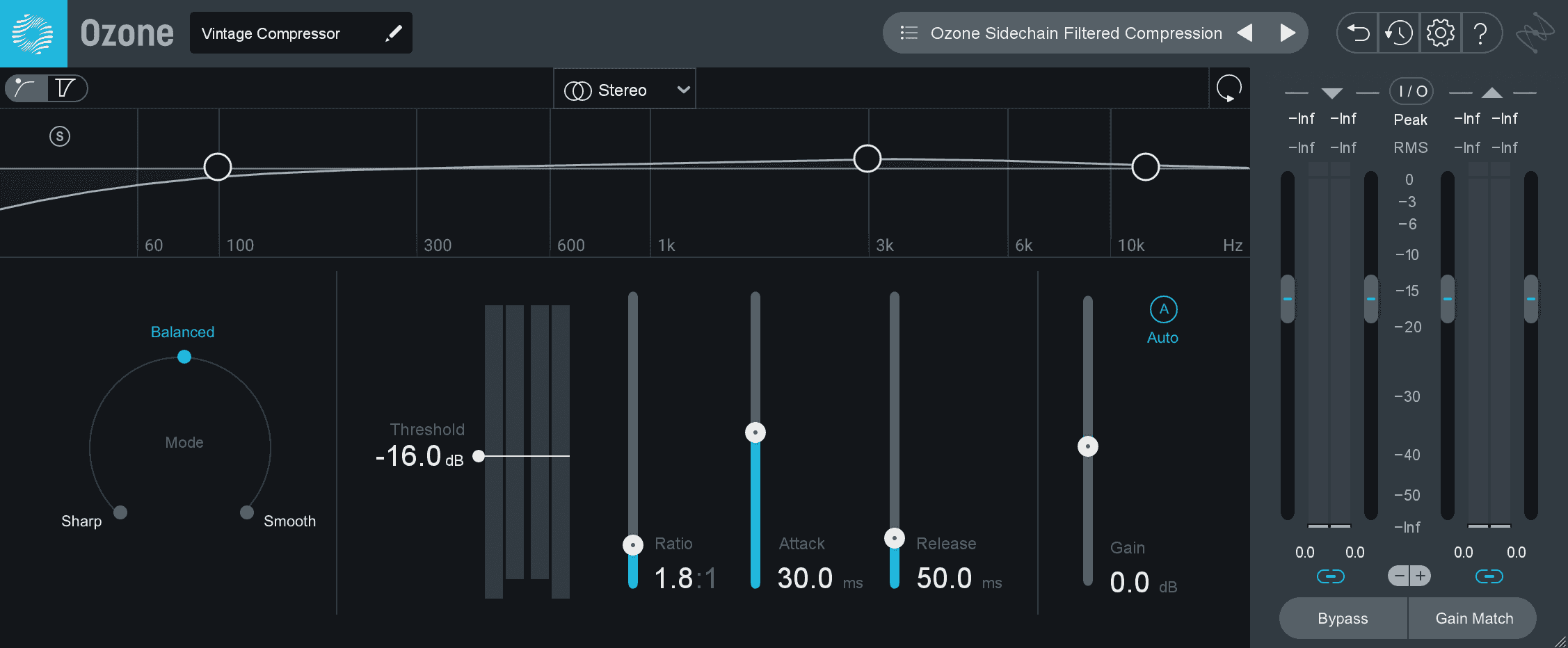 Sculpting the sidechain EQ in Ozone Pro