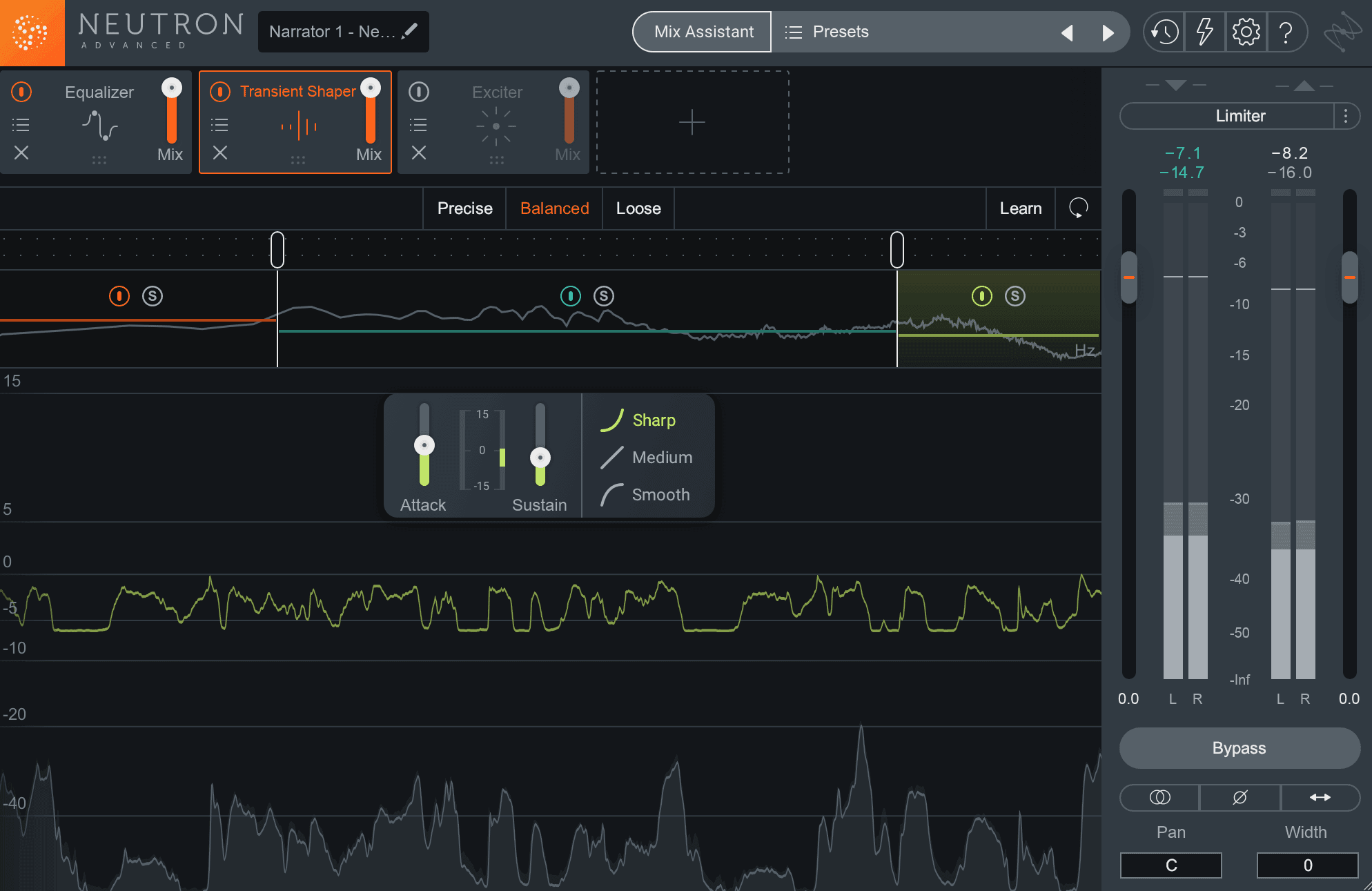 Using Transient Shaper in Neutron 3 to minimize room tone