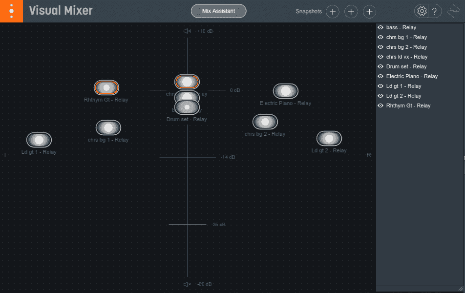 An example of a wide panning scheme in Neutron’s Visual Mixer