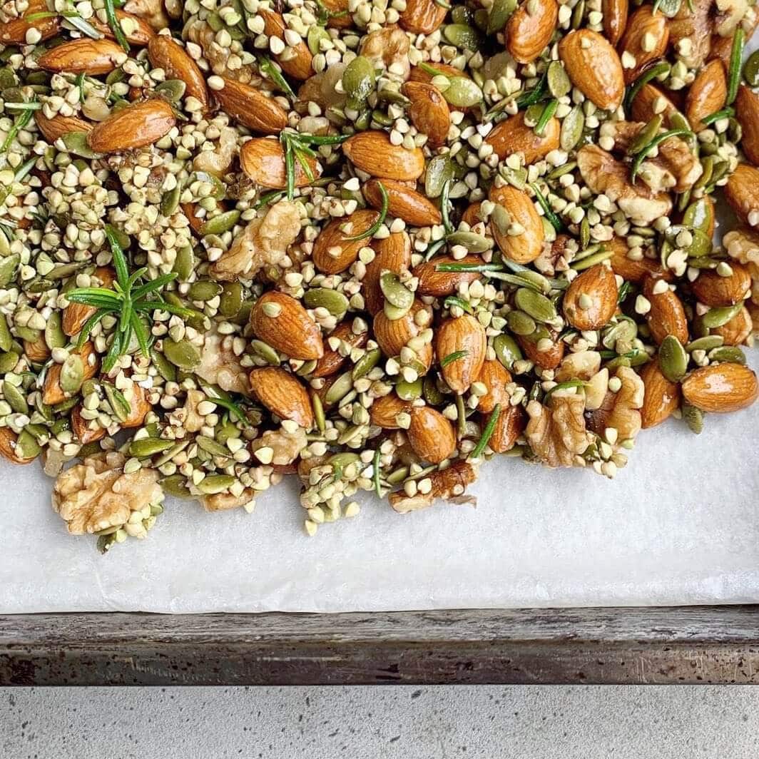 Rosemary Roasted Nut Recipe - Breastfeeding Snacks