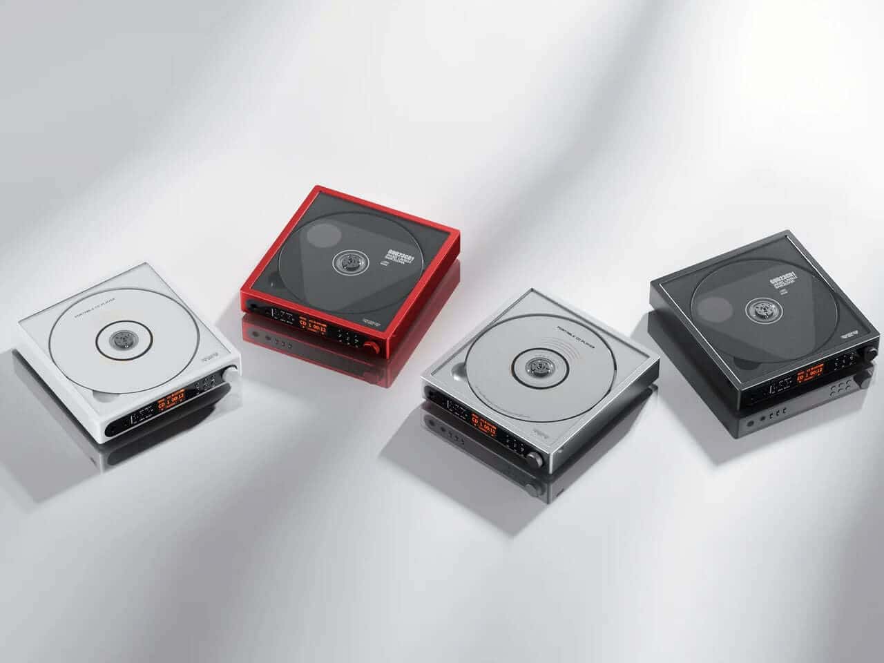 Transparent top panel reveals spinning CD