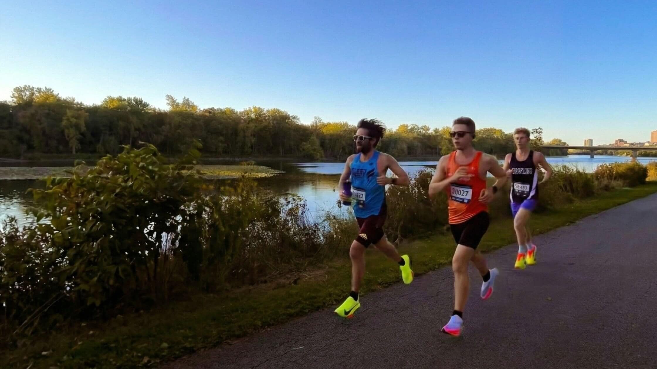 Marathon runners competing during a road race event