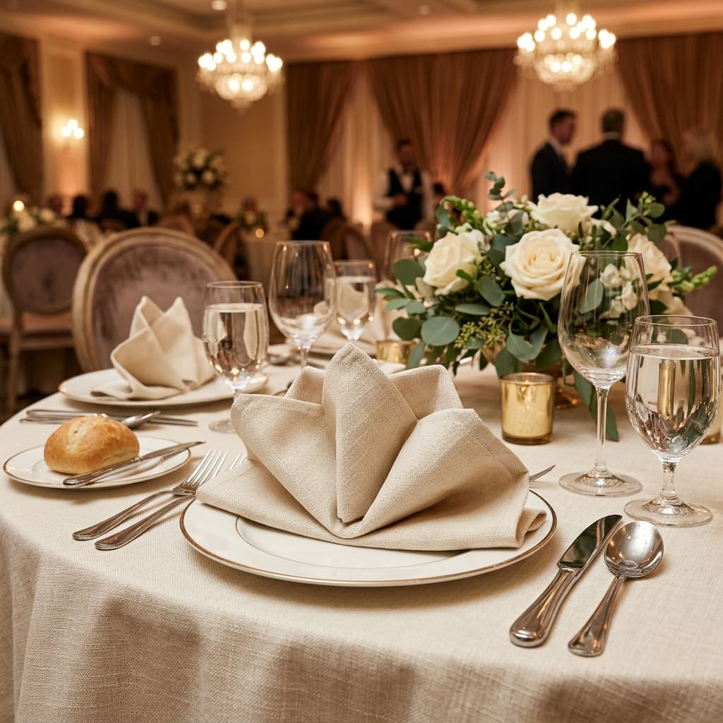 Who Sells Commercial Weight Linen-Style Napkins in Bulk for a Hotel Ballroom?