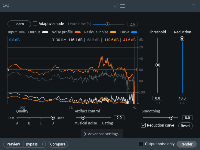 RX Spectral De-noise with maximum Reduction