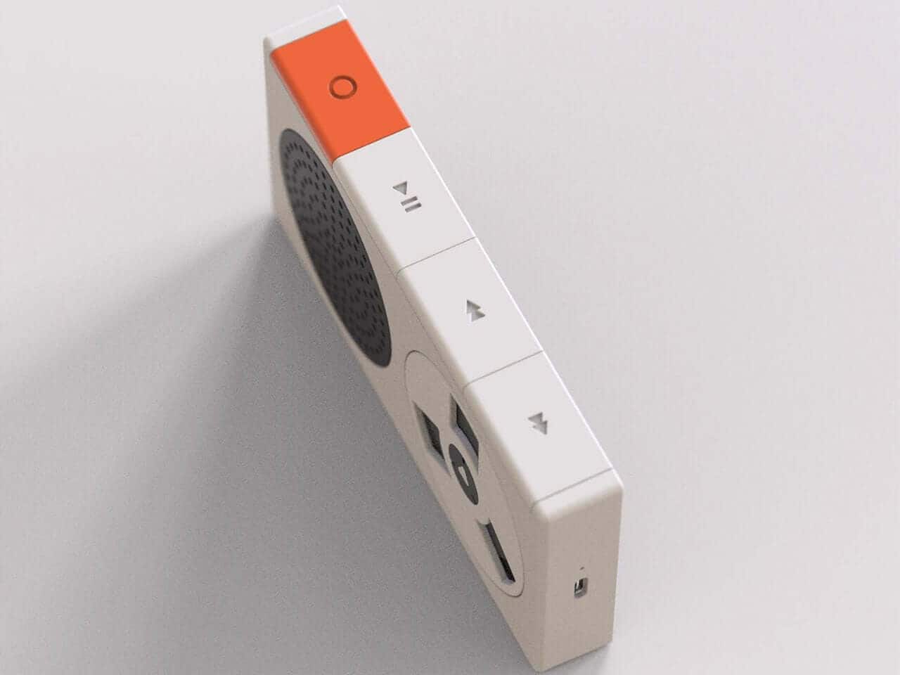 Spinning cassette detail with perforated speaker grill