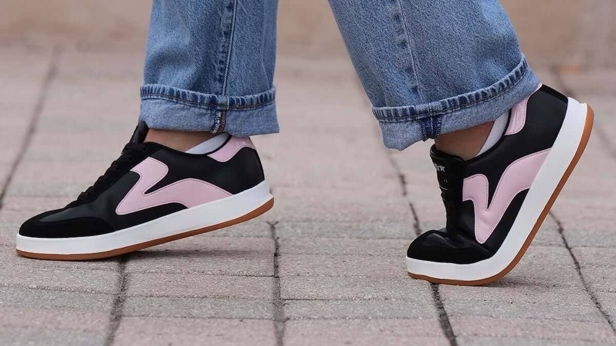 close up of someone walking in PB5star Cosmic shoes
