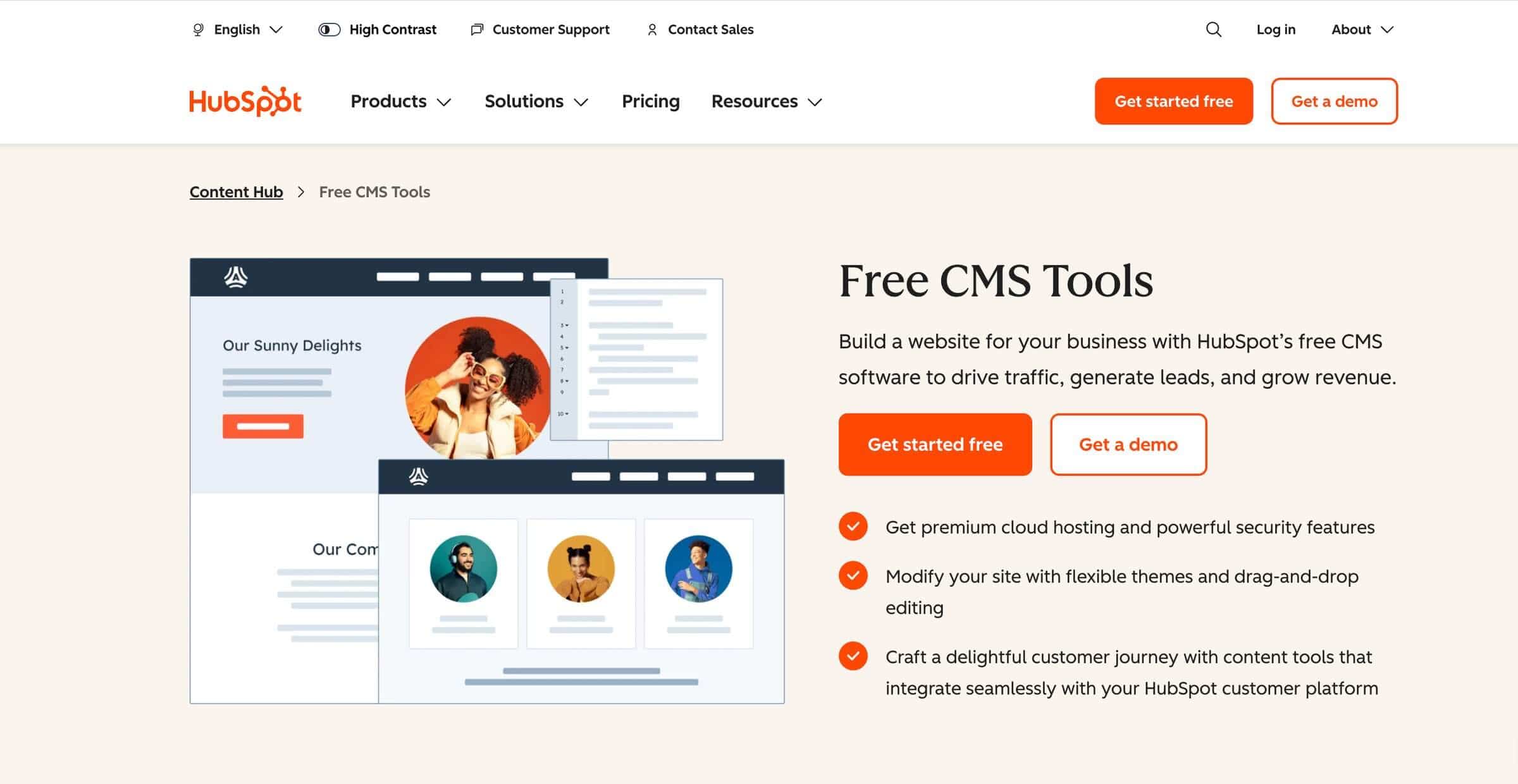 HubSpot CMS homepage