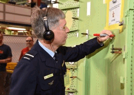RAAF Air Commodore Adam Brown visited Spirit to see the inline modifications, during the visit he signed his name on the fuselage of the first Australian P-8A.