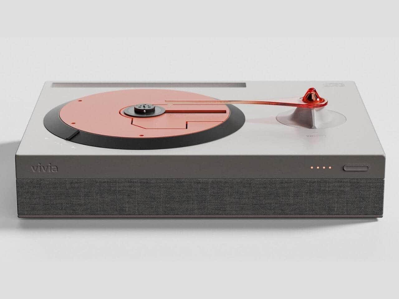 The tone arm elegantly glides over the CD surface