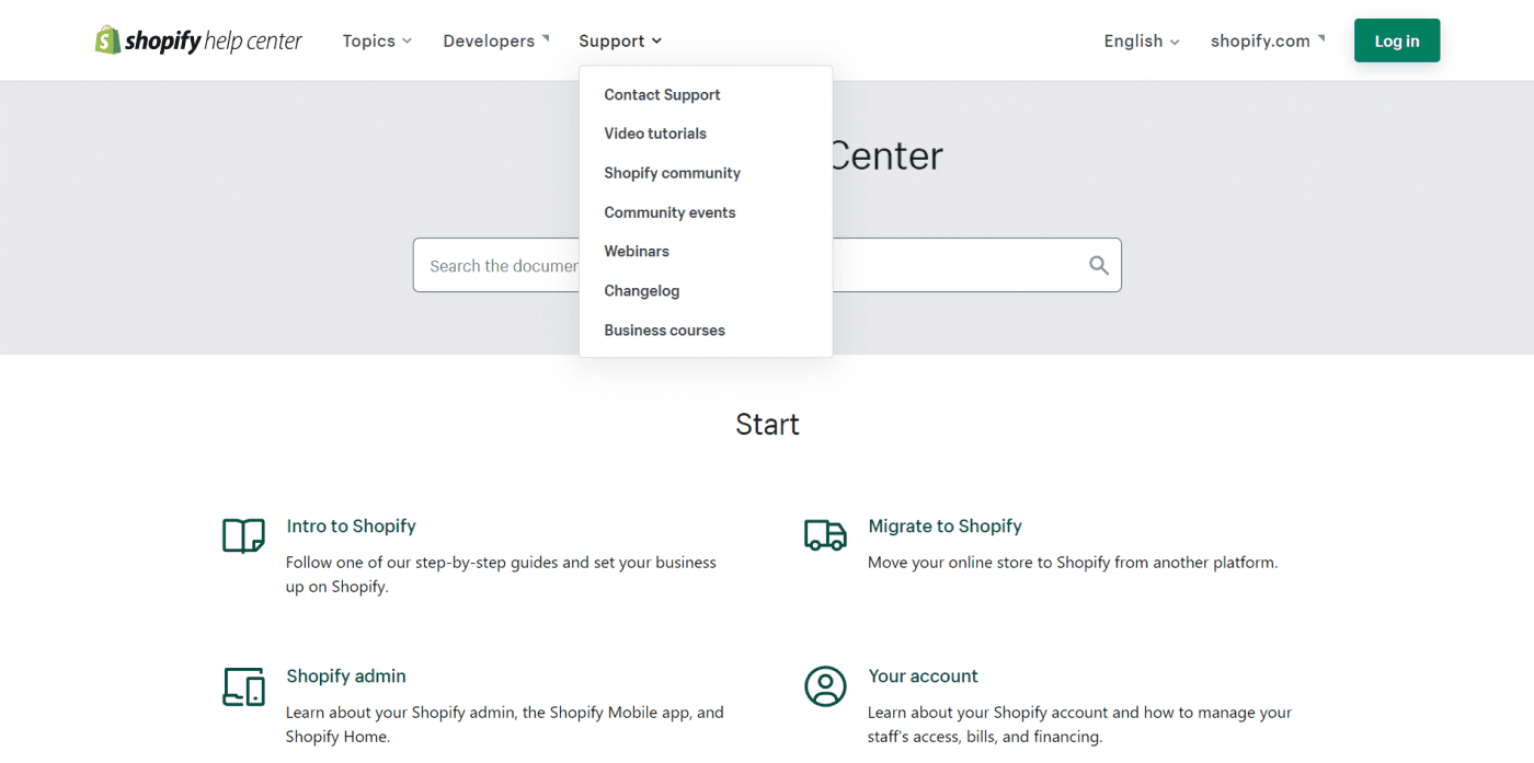 Shopify help center