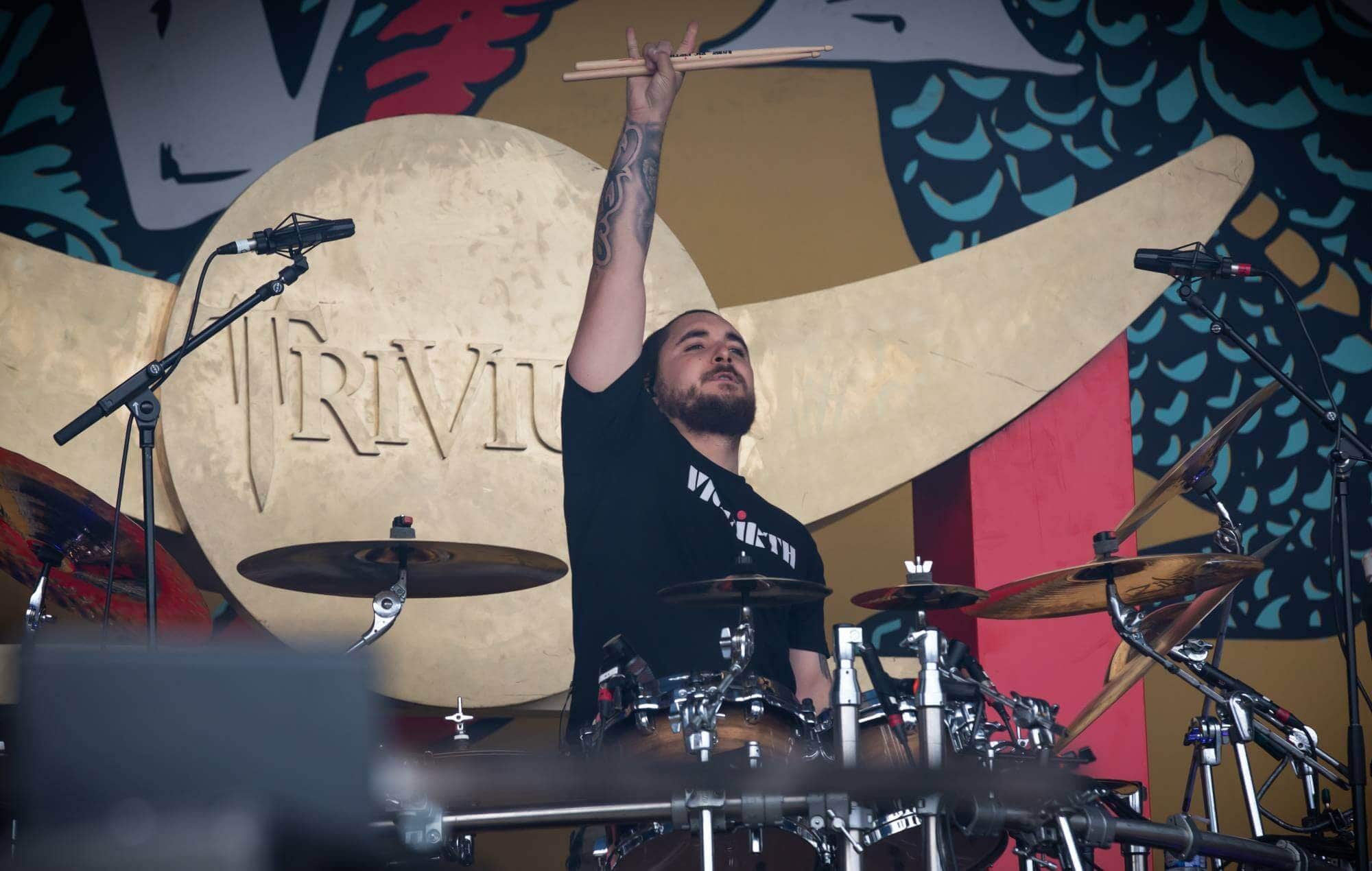 Alex Bent performing with Trivium