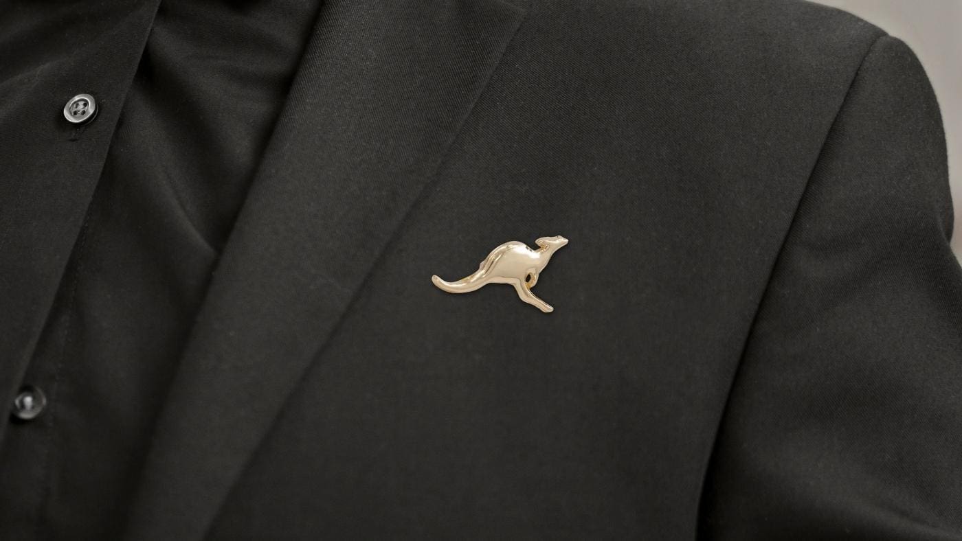 person wearing Kangaroo Lapel Pin