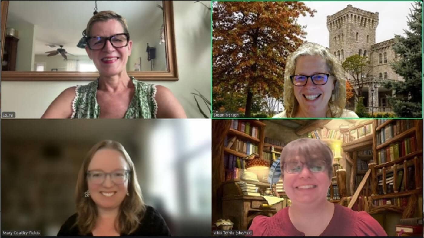 screenshot of four people in dissertation zoom meeting