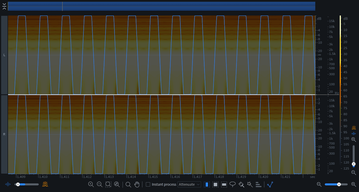 Example of digital clipping in an audio interface