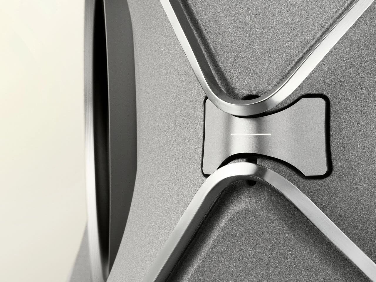 Side view spotlighting the angular design
