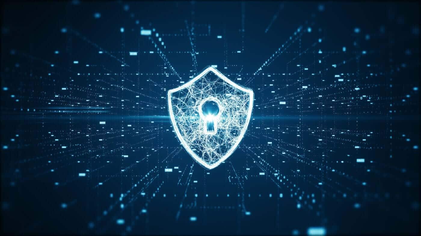 Glowing shield and padlock icon, representing confidentiality and security controls at a redaction provider
