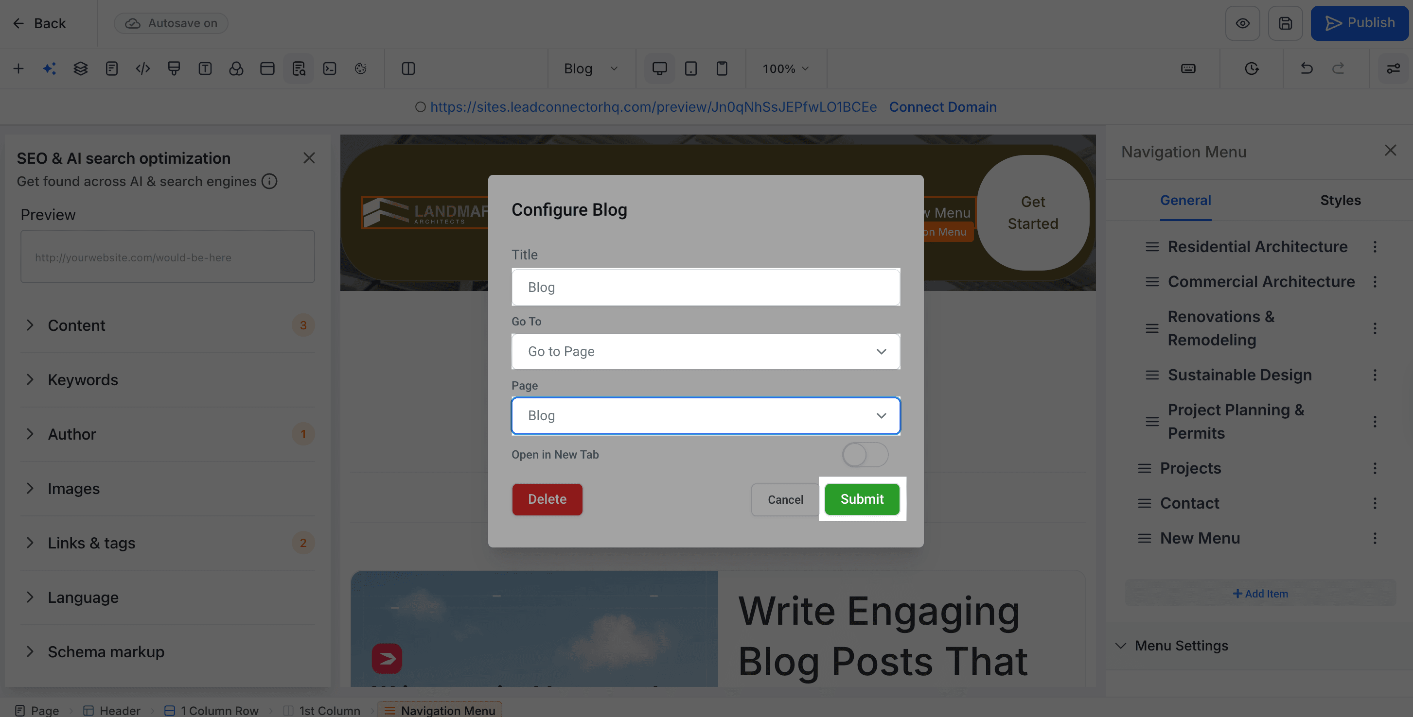 HighLevel blog install step