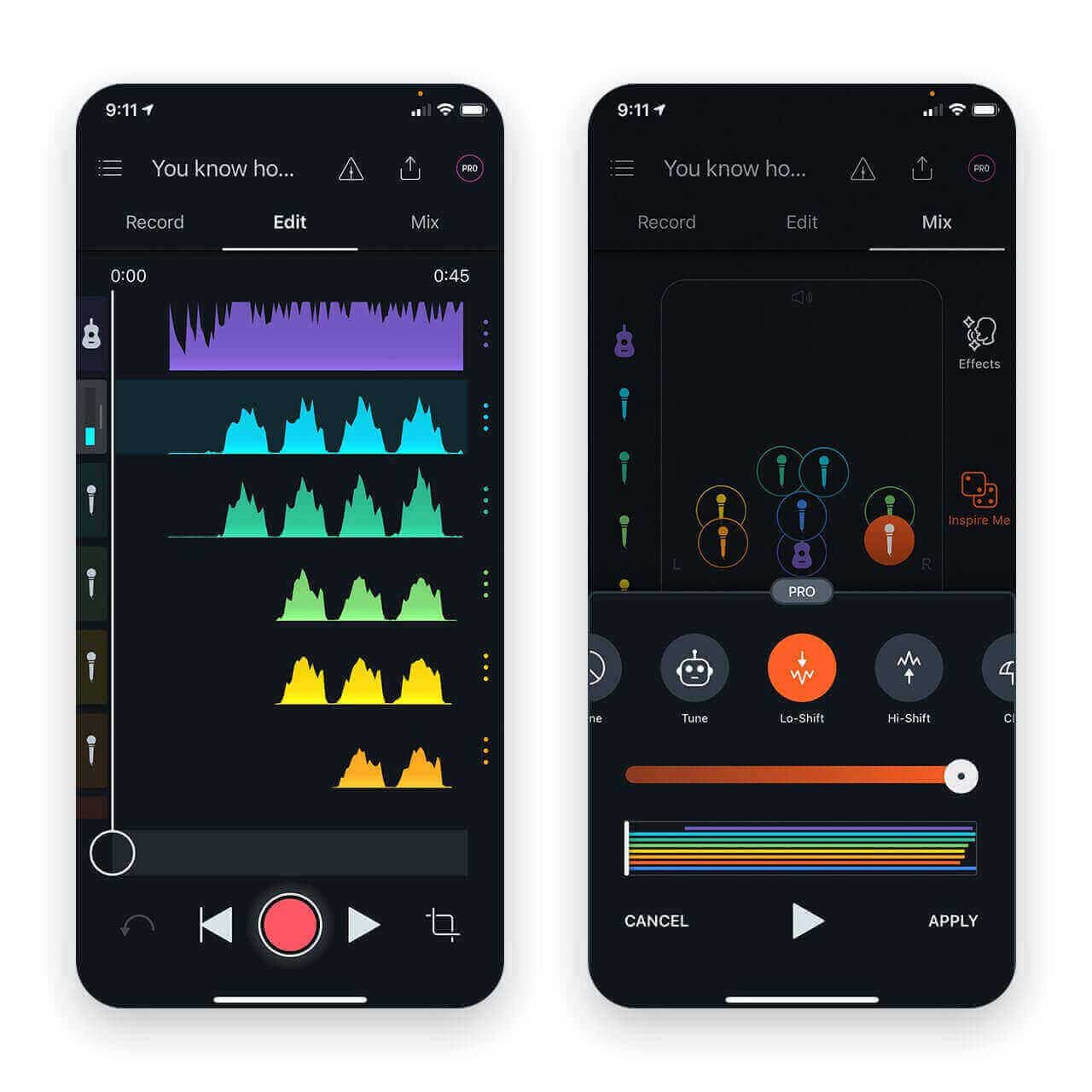 Spire Pro enables you to put your chords and vocals into action in a high-quality recording on your iPhone