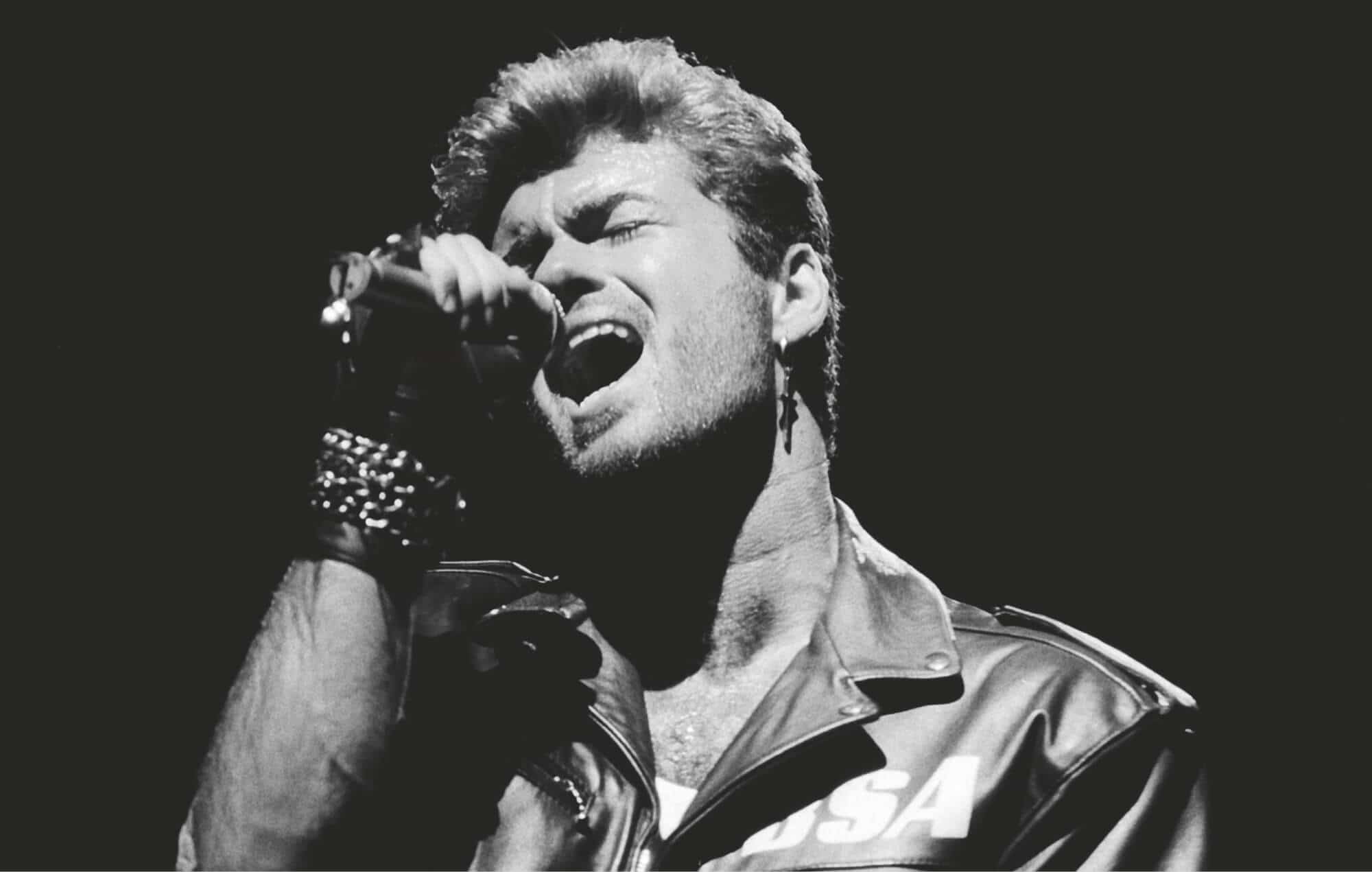 George Michael on stage during the Faith Tour