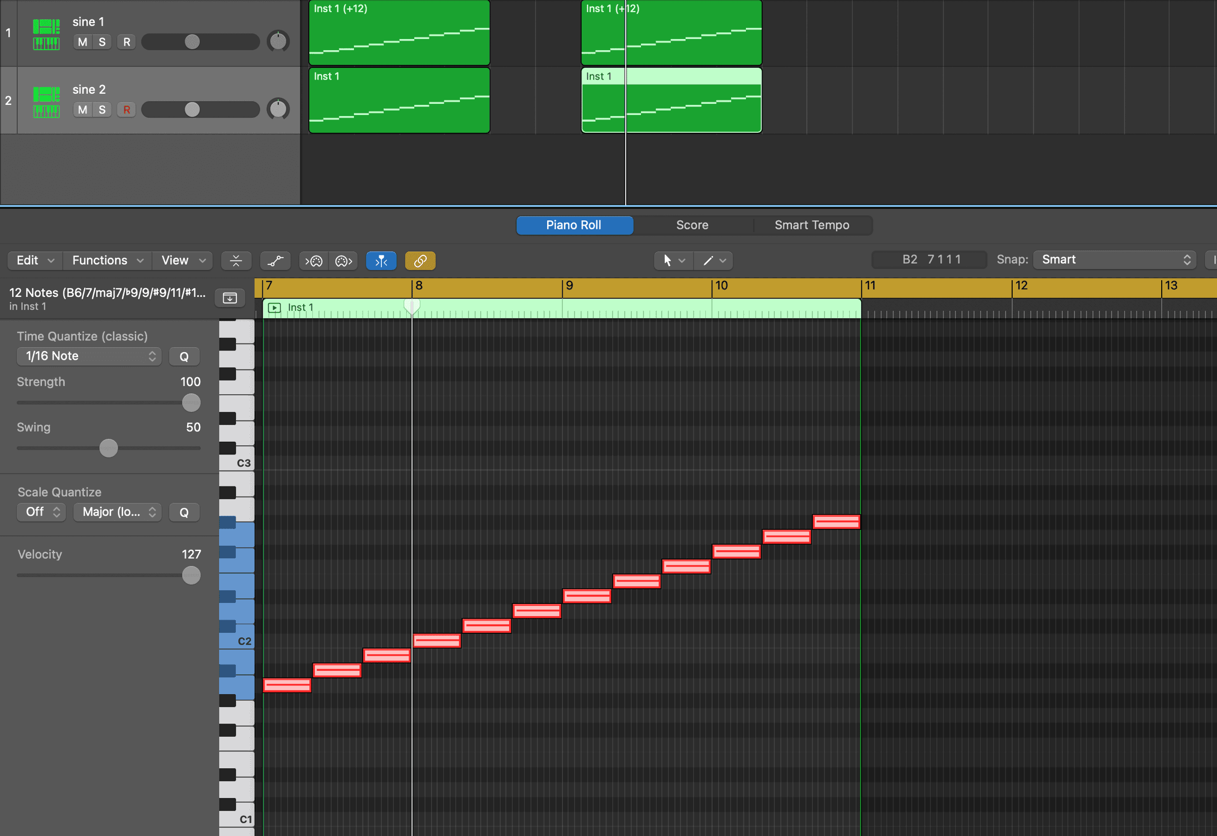 Sine Wave going up chromatically