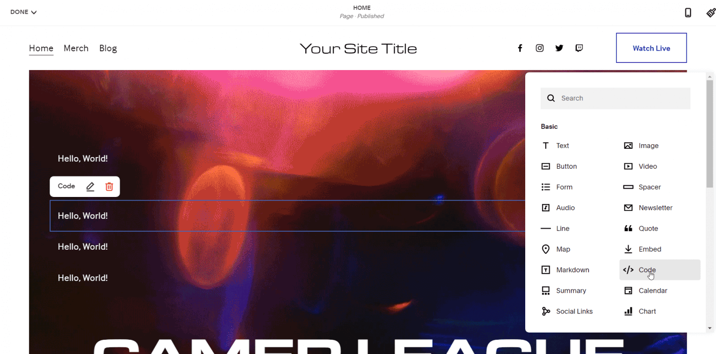 Squarespace code