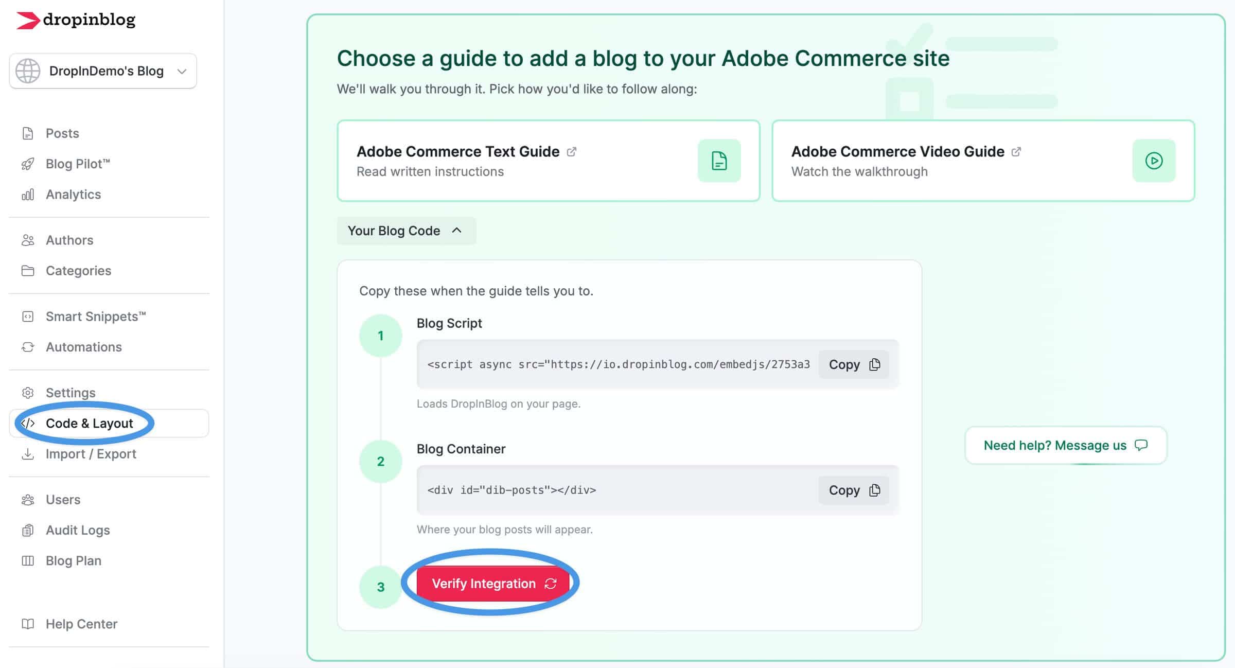 Adobe Commerce blog install step