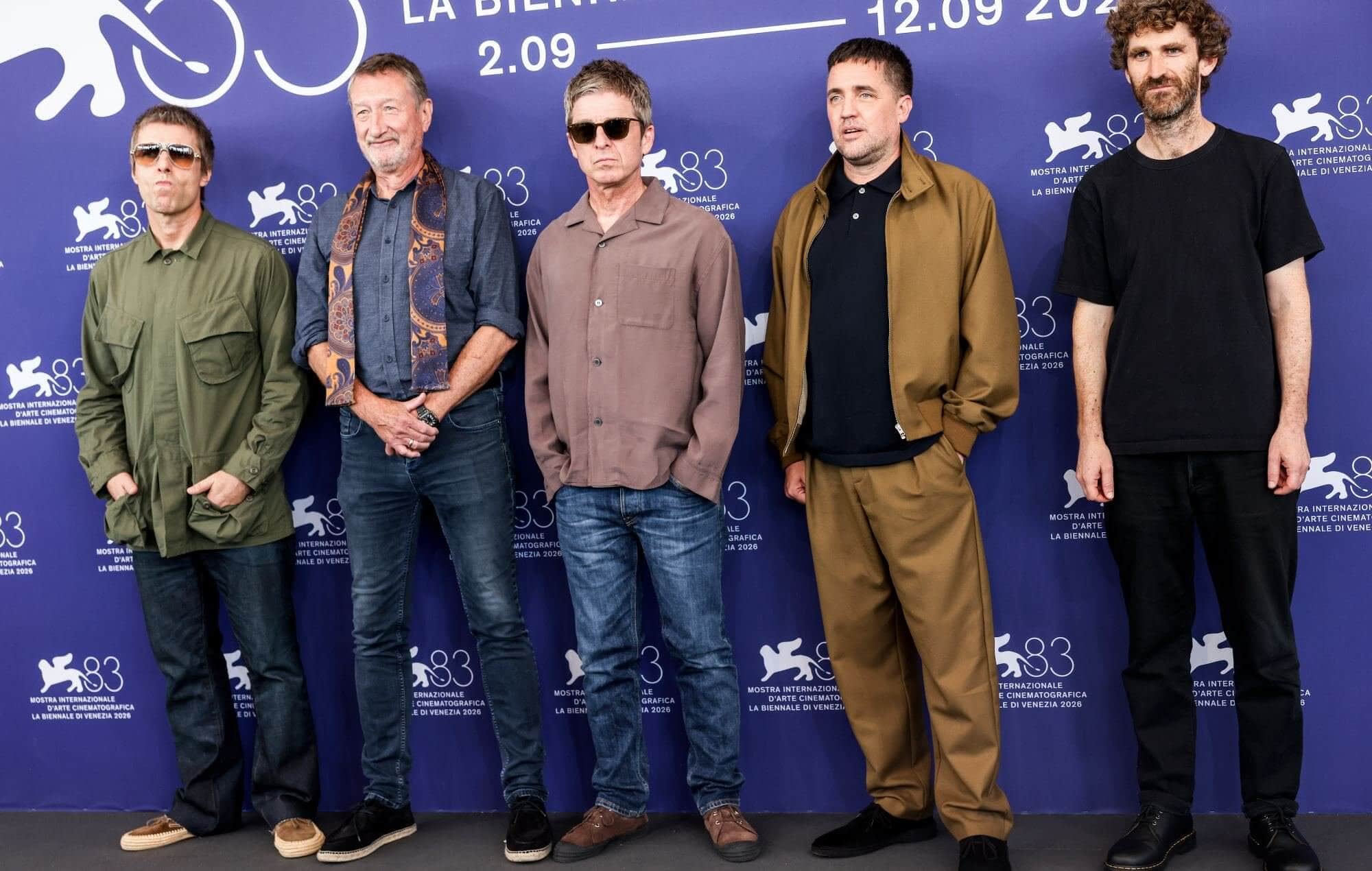 Steven Knight, Liam Gallagher, Noel Gallagher and the documentary directors at Venice