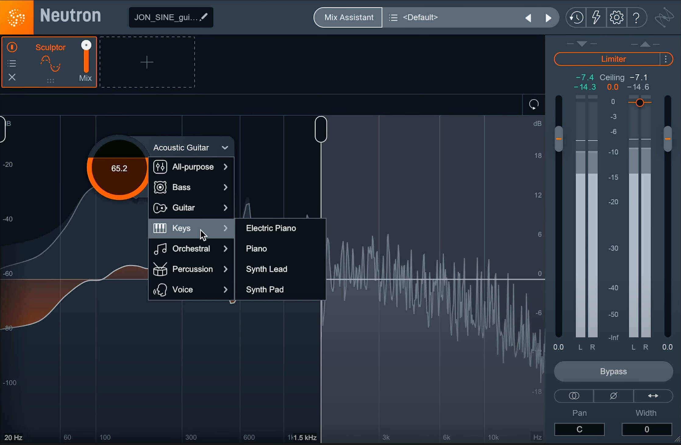 Use different profiles on different instruments in the Sculptor module
