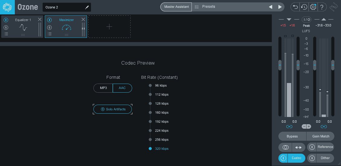 Ozone Codec, soloing artifacts