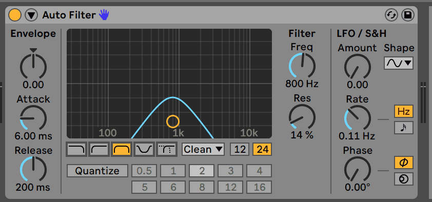 Ableton auto filter, band-pass