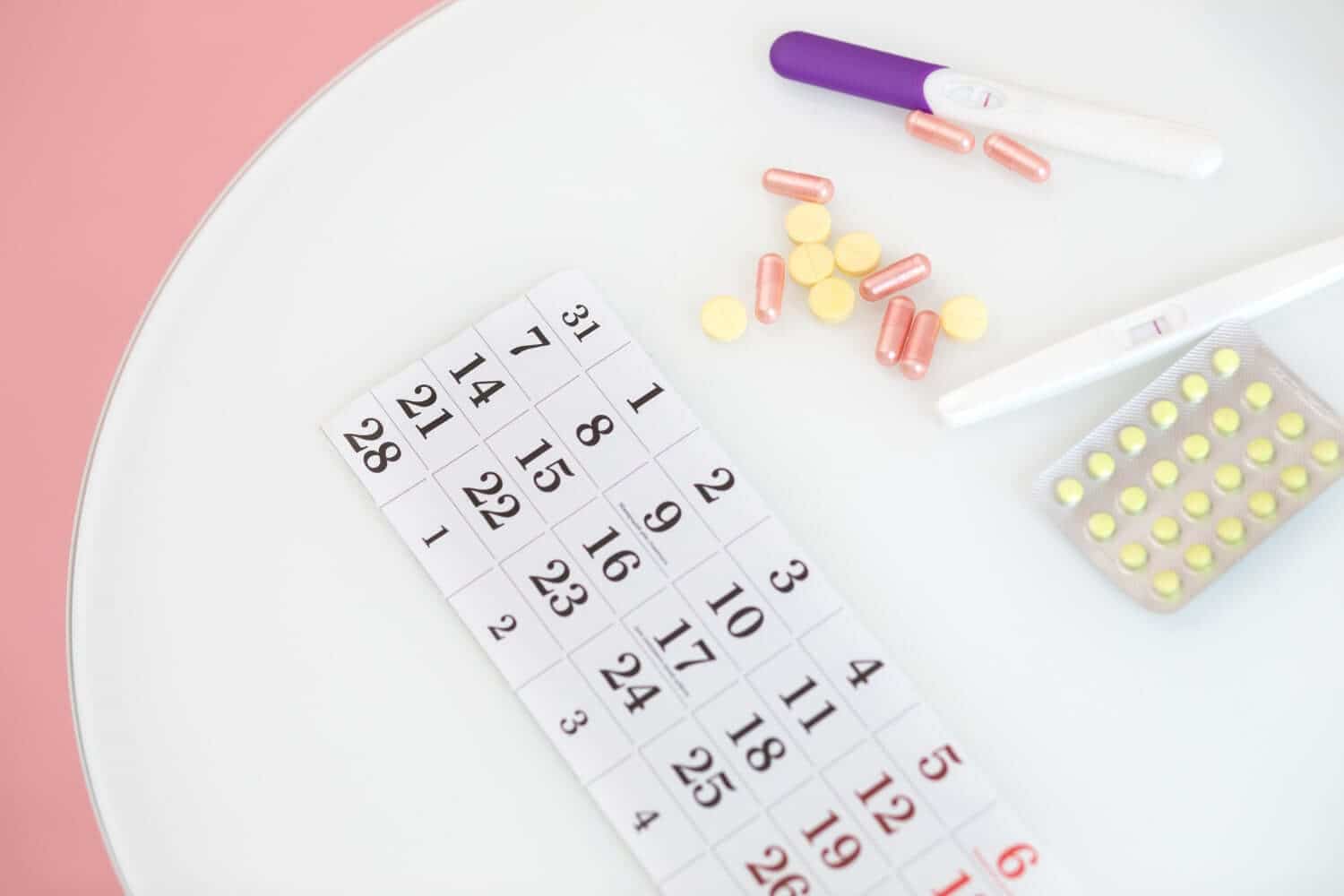 High angle medicine and calendar arrangement.