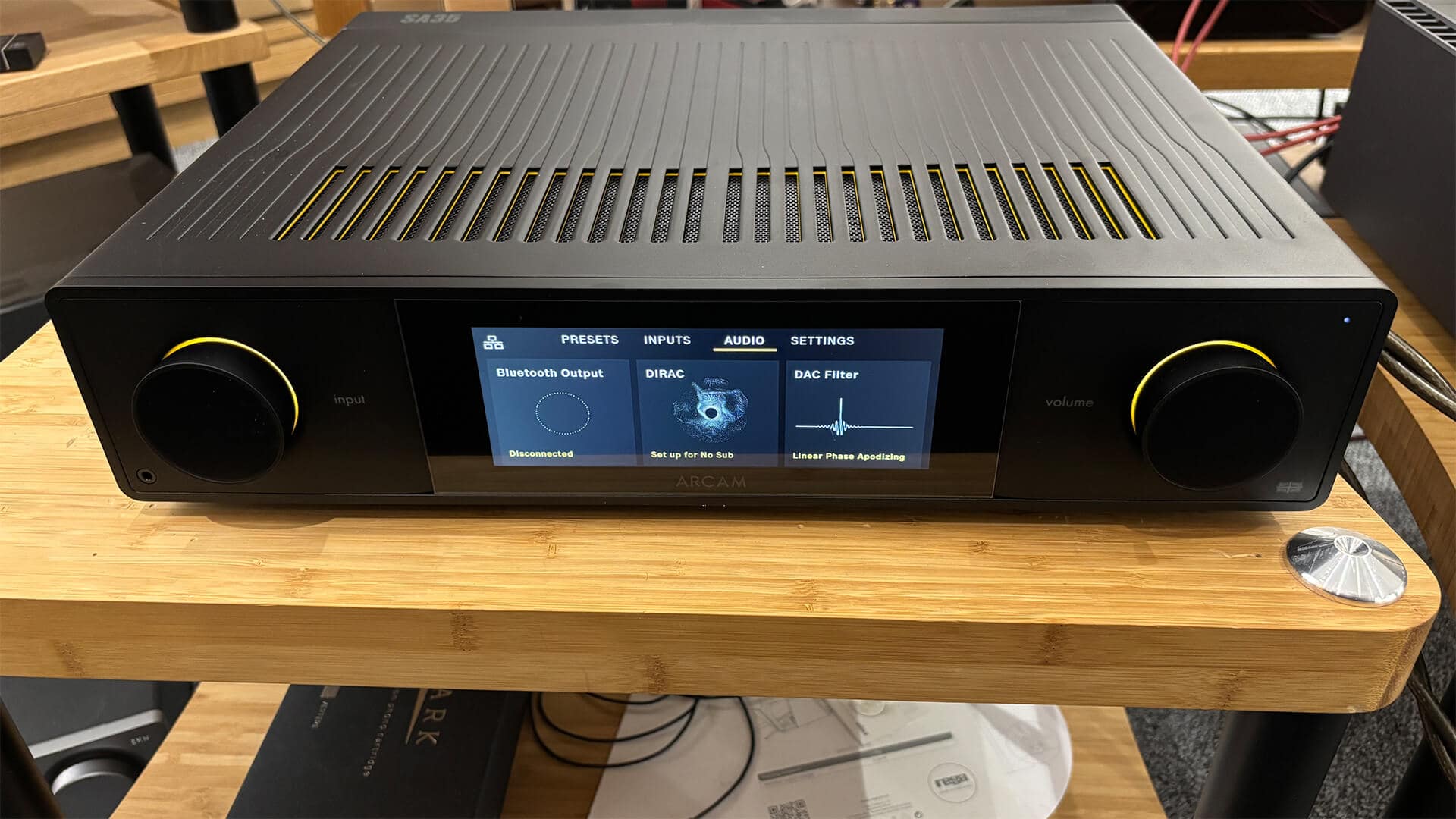 The SA35’s interface offers detailed audio customization.