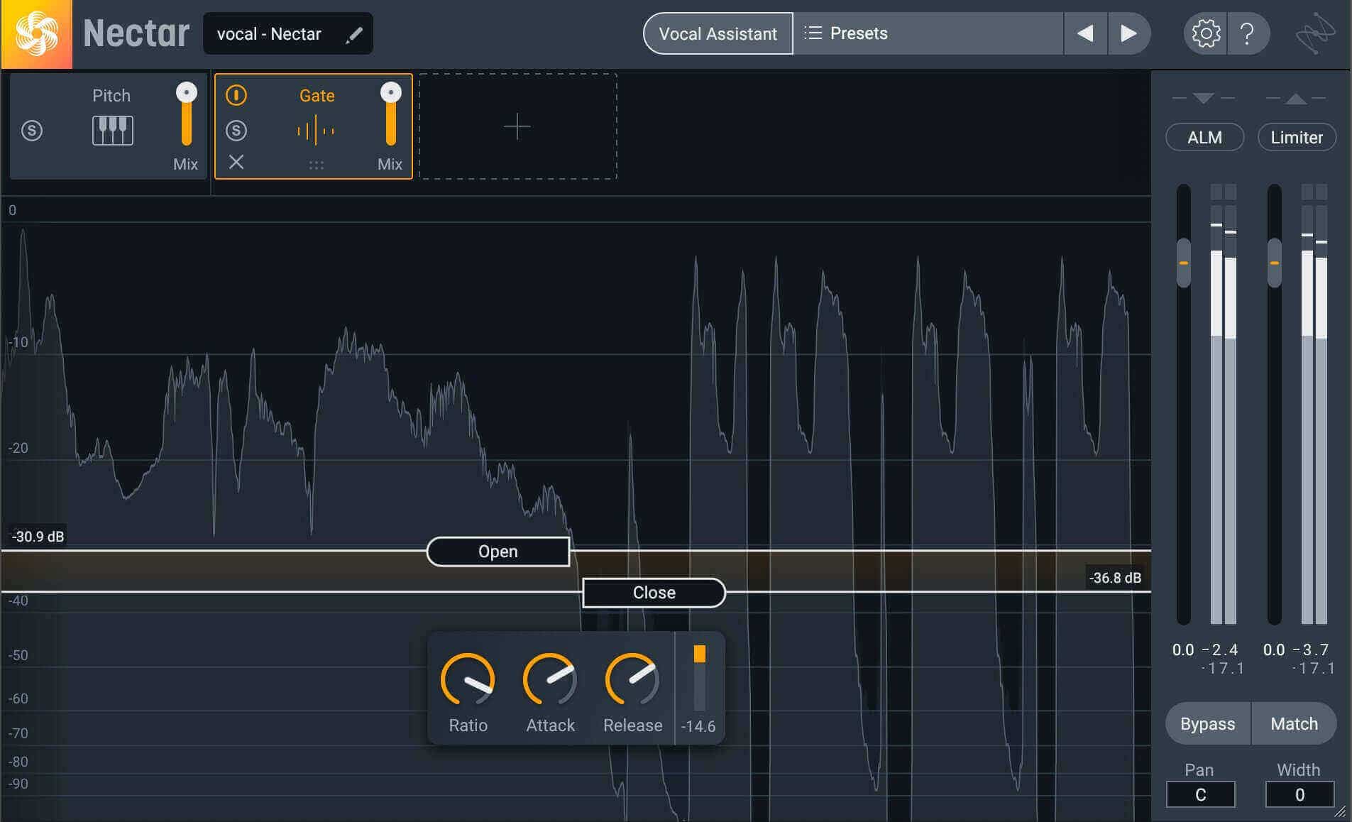 noise gate threshold settings in nectar pro