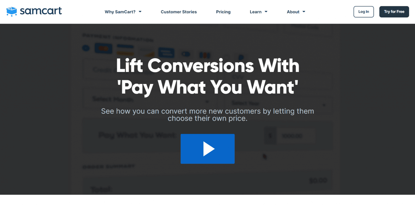 SamCart Pay What You Want