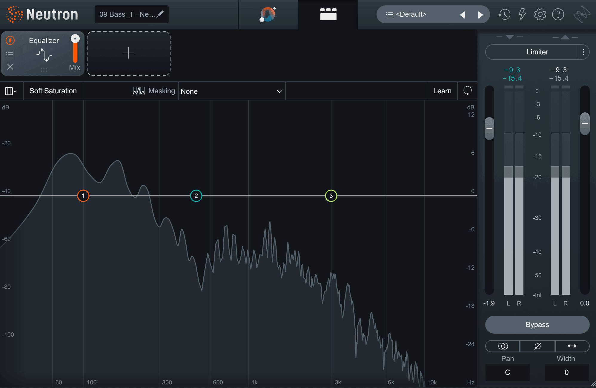 Frequencies of bass part with distortion