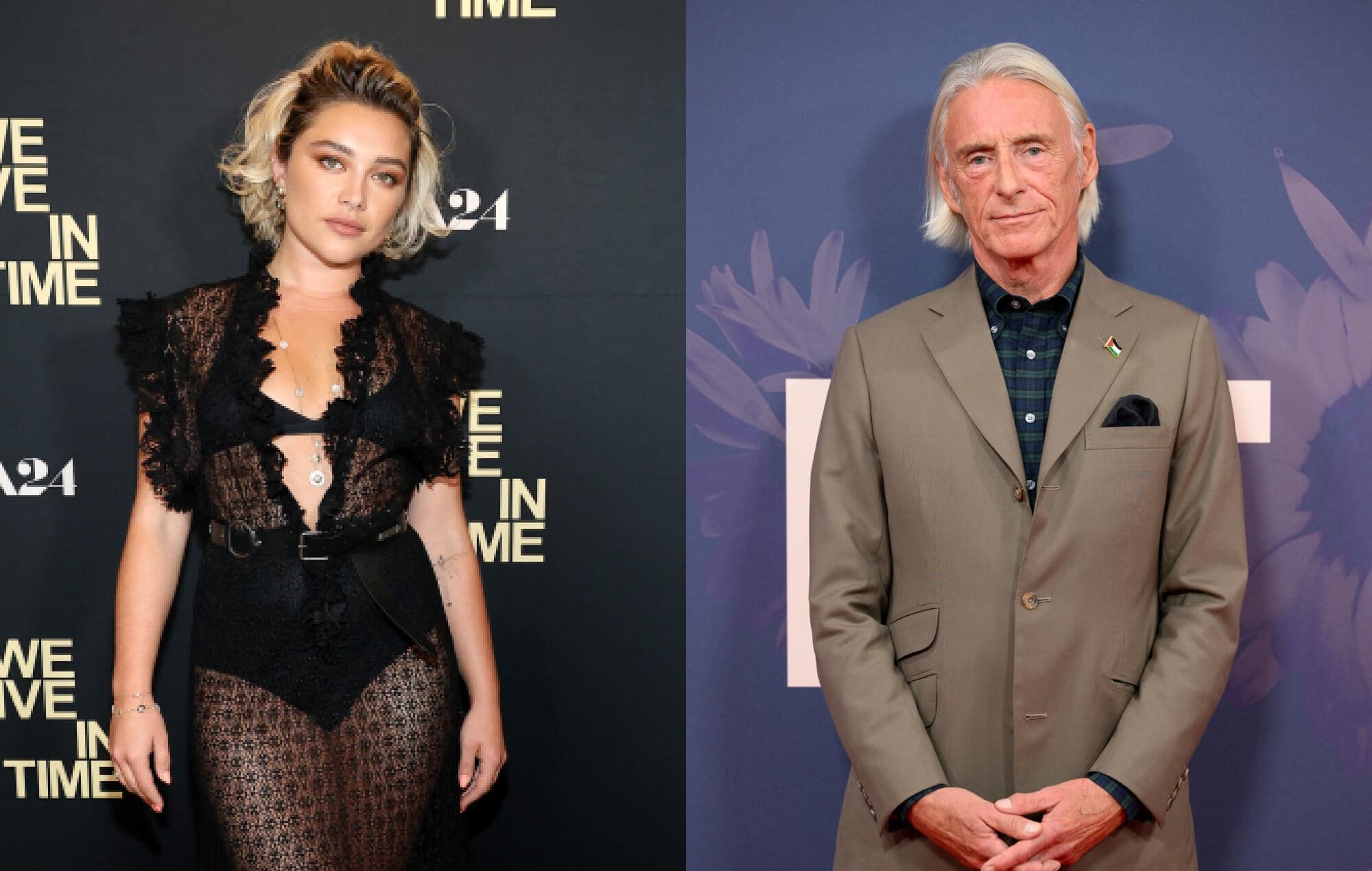 Florence Pugh and Paul Weller split image