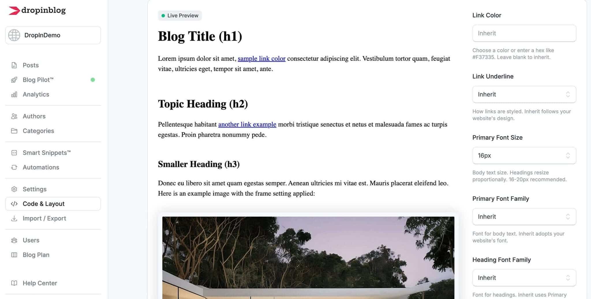 DropInBlog design customizations