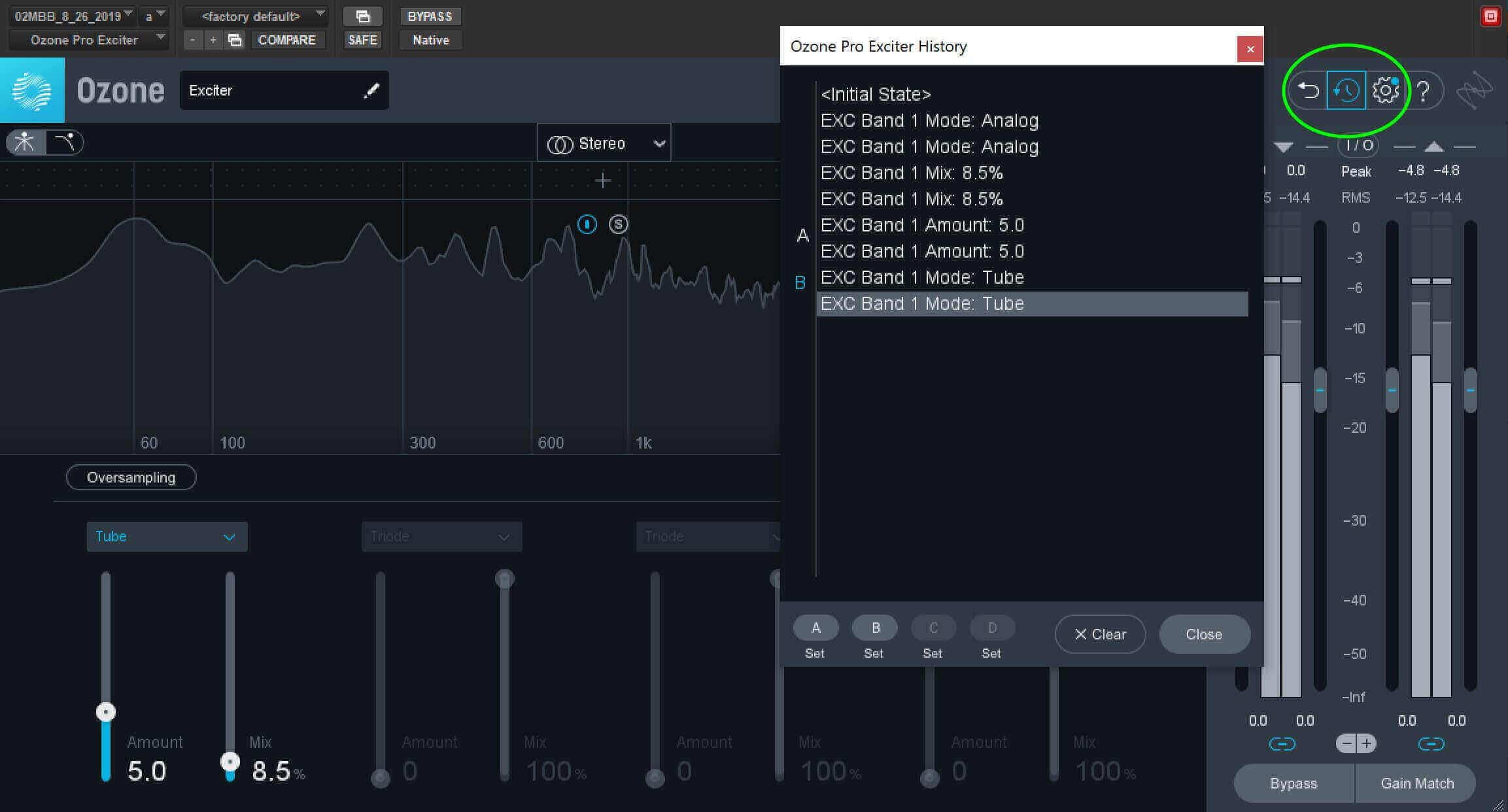Train your ears with blind A/B comparisons between different modes using Ozone’s “Undo History and Compare Window