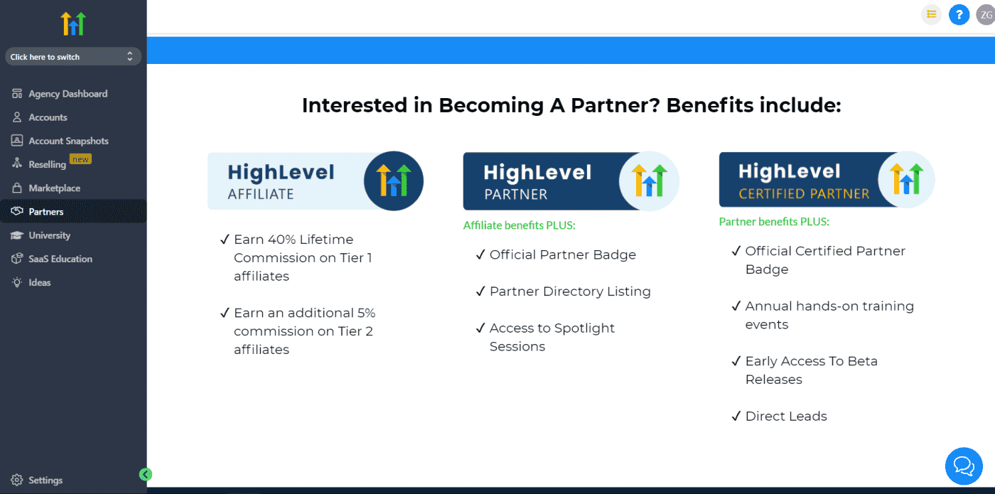 HighLevel affiliate partner program