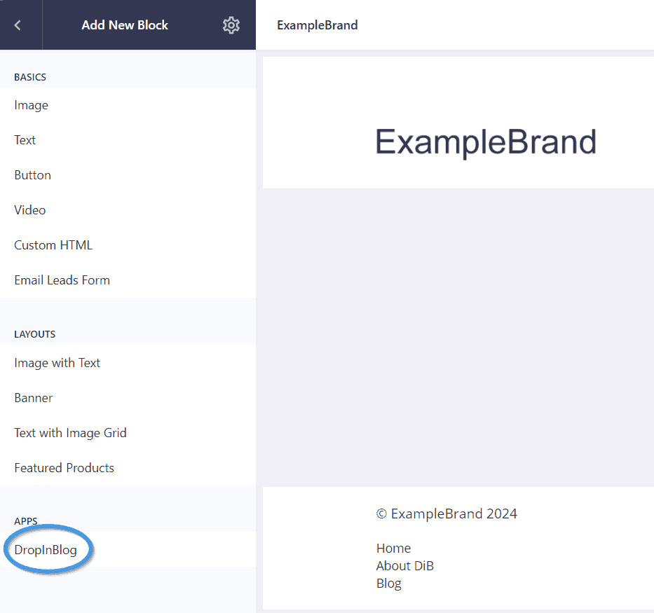 Add DropInBlog App as a new section