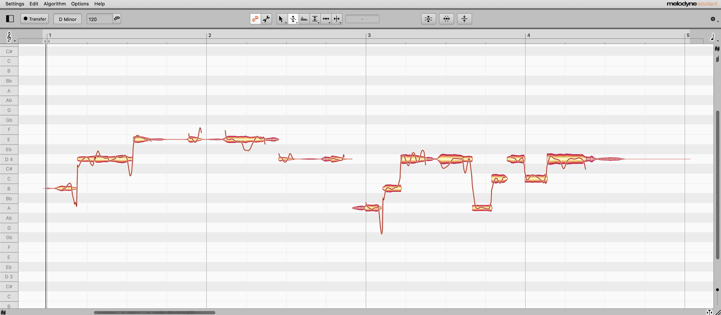 Graphic pitch correction using Melodyne