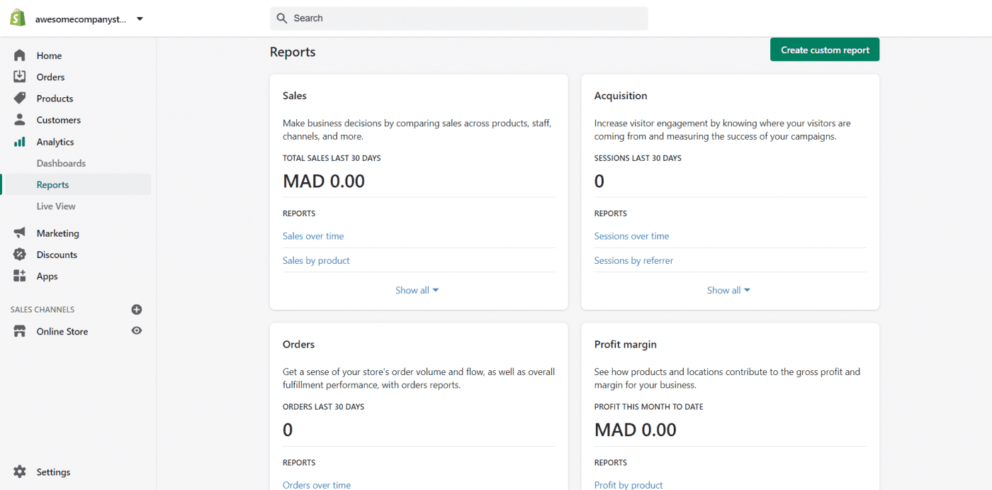 Shopify analytics