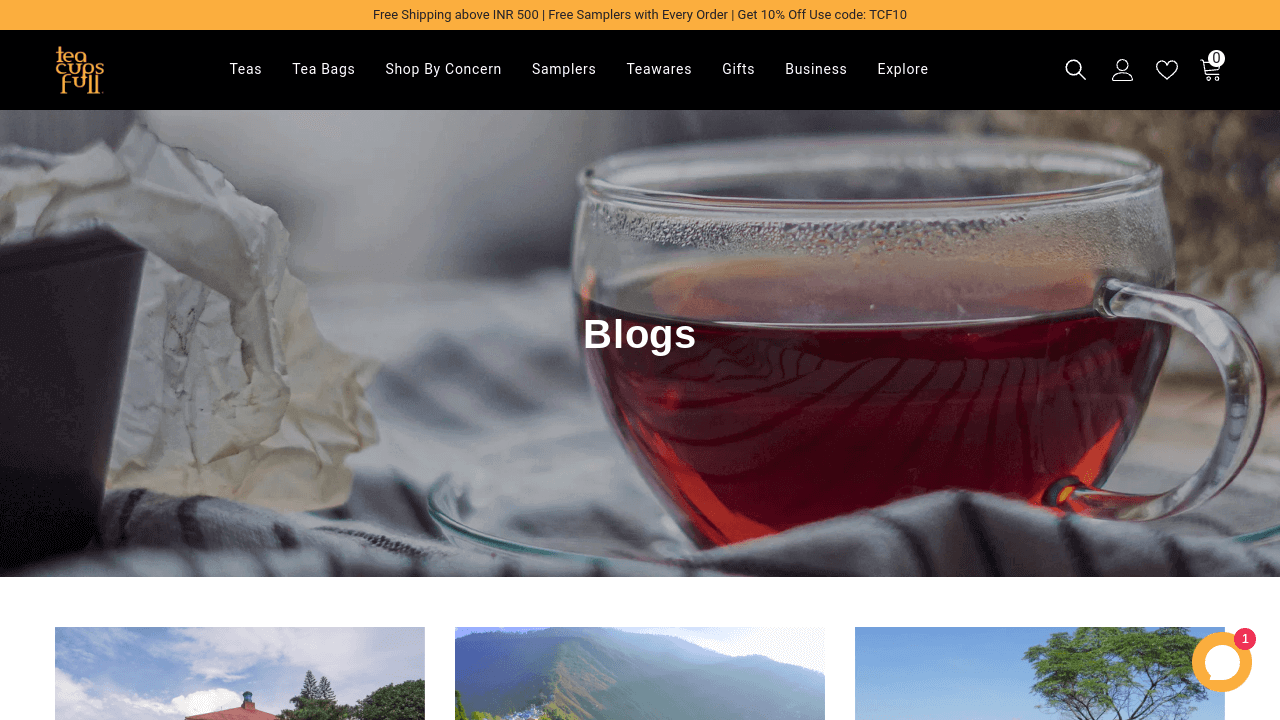 Tips for starting a business blog: Tea Cups Full ecommerce blog