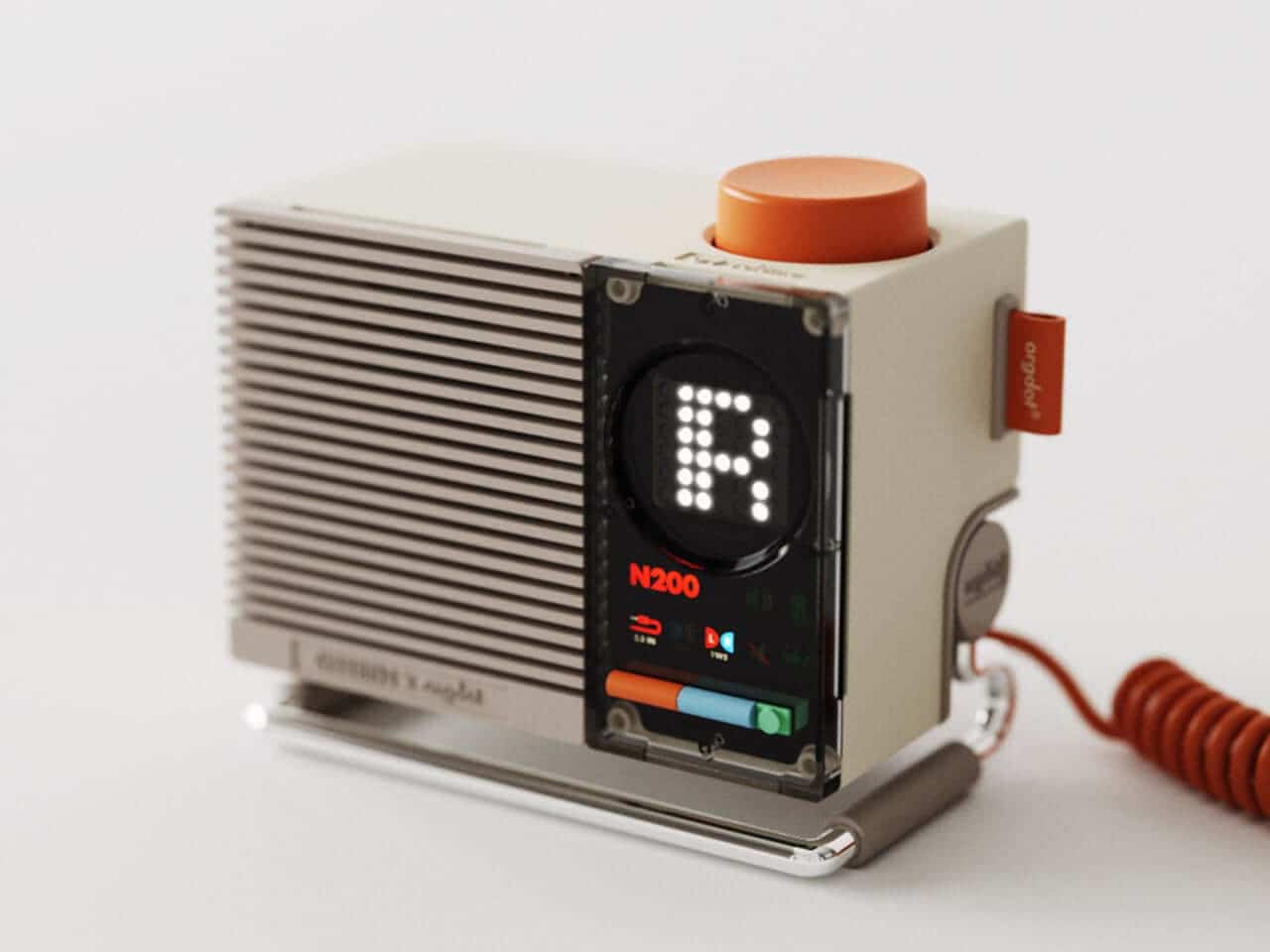 Retro-modern N200 Bluetooth desktop speaker angled view