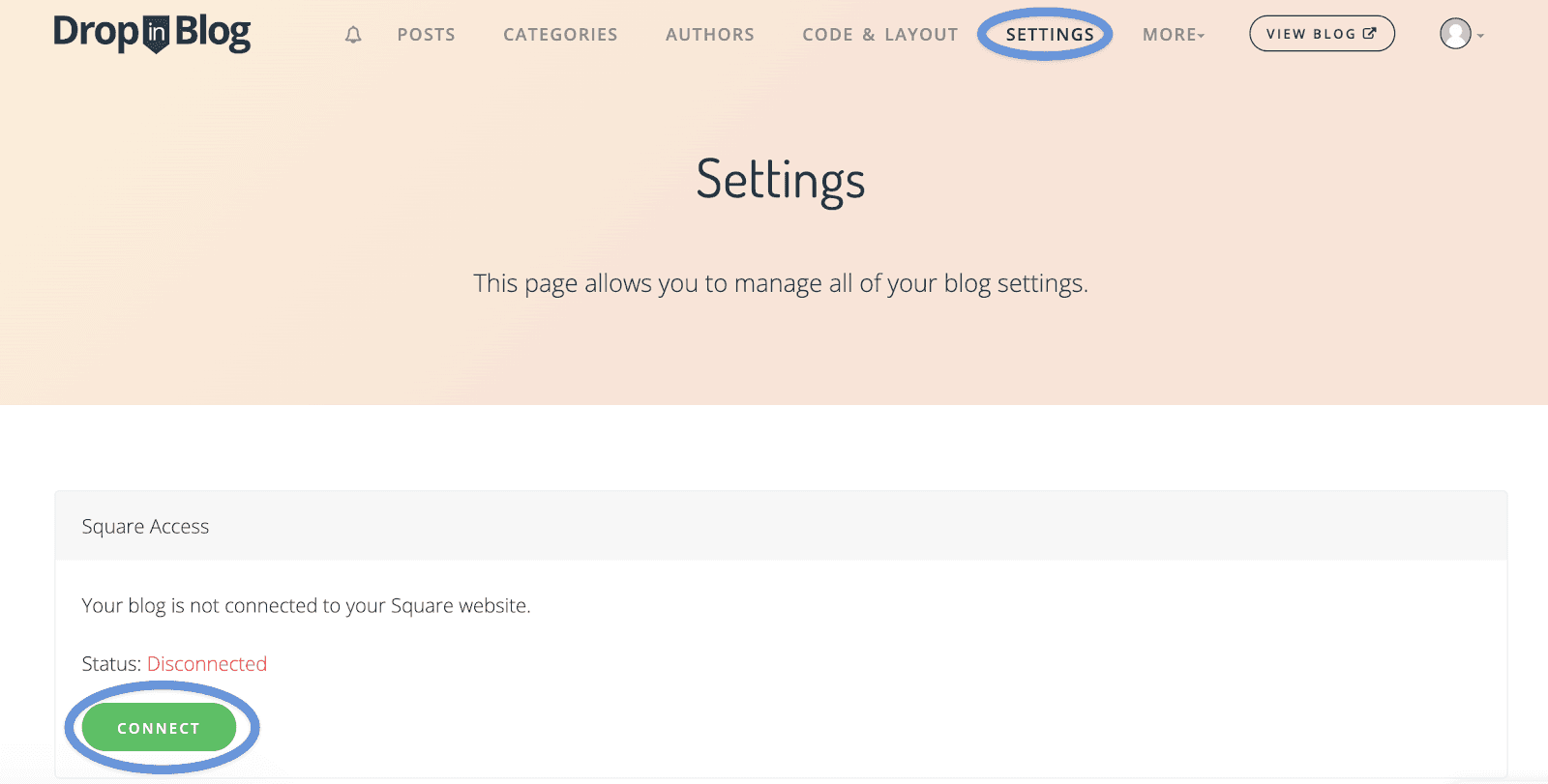 Square blog install step